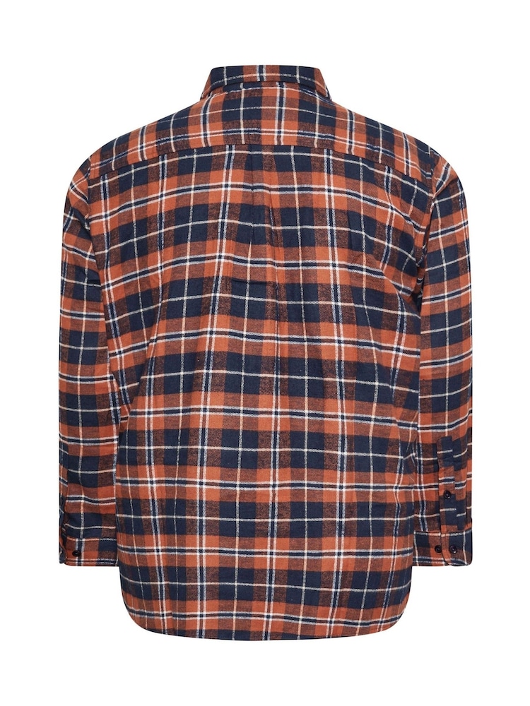 BadRhino Big & Tall Orange 100% Cotton Brushed Check Shirt - Image 4 of 4