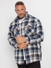 BadRhino Big & Tall Blue Long Sleeve Flannel Overshirt - Image 1 of 2