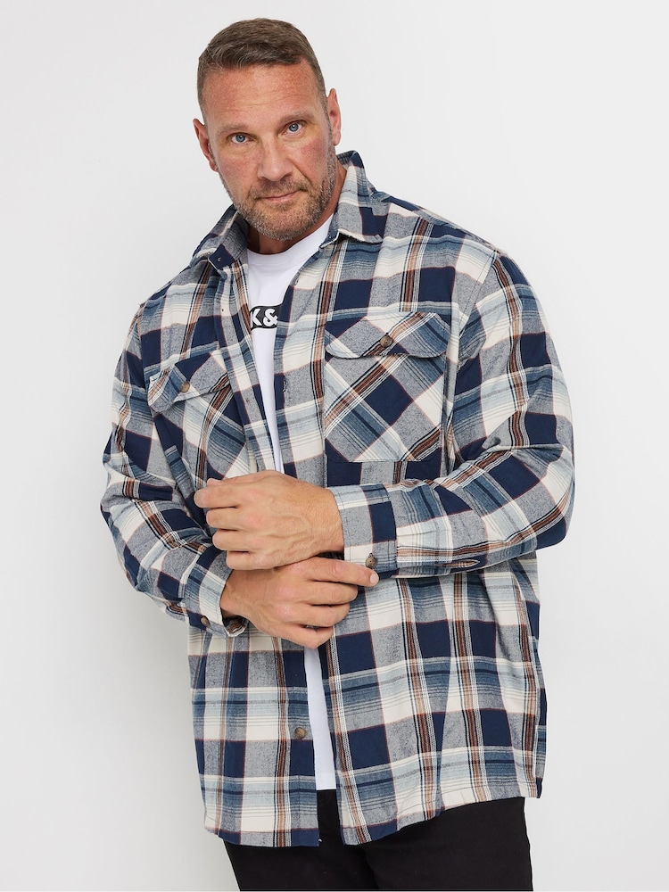 BadRhino Big & Tall Blue Long Sleeve Flannel Overshirt - Image 1 of 2