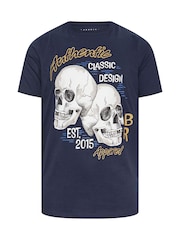 Pack de 2 camisetas de algodón 100 % con diseño de calavera de BadRhino Big & Tall - Imagen 5 de 6