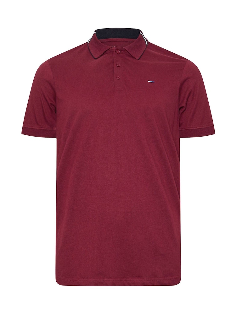 BadRhino Big & Tall Red 100% Cotton Jacquard Polo Shirt - Image 2 of 3