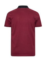 BadRhino Big & Tall Red 100% Cotton Jacquard Polo Shirt - Image 3 of 3