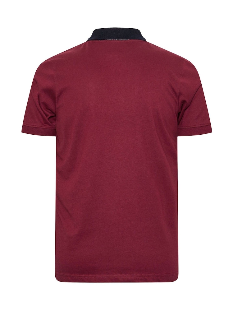 BadRhino Big & Tall Red 100% Cotton Jacquard Polo Shirt - Image 3 of 3 BadRhino Big & Tall Red 100% Cotton Jacquard Polo Shirt - Image 3 of 3