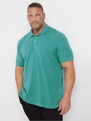 BadRhino Big & Tall Blue 100% Cotton Plain Polo Shirt - Image 1 of 3