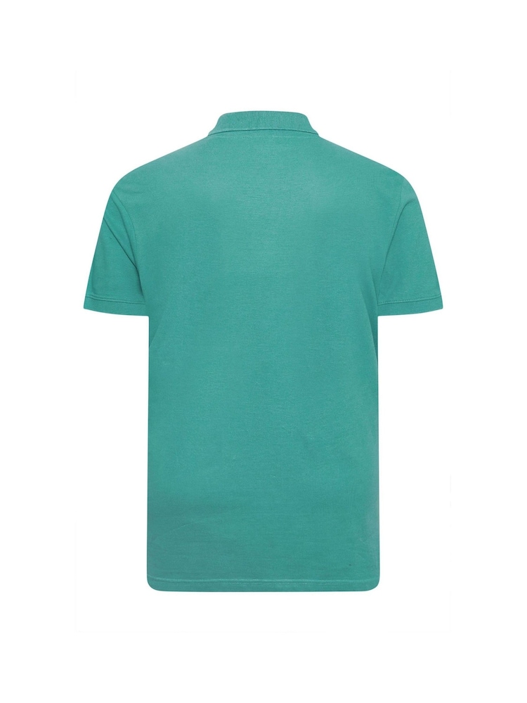 BadRhino Big & Tall Blue 100% Cotton Plain Polo Shirt - Image 3 of 3