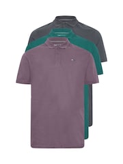 BadRhino Big & Tall Purple 100% Cotton Long Plain Polo Shirts 3 Pack - Image 3 of 6