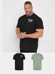 BadRhino Big & Tall Black 100% Cotton Urban Samurai Printed T-Shirts 2 Pack - Image 1 of 6