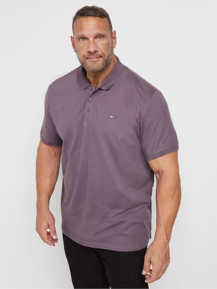 Lila - BadRhino Big & Tall unifarbenes Poloshirt aus 100 % Baumwolle - Bild 1 von 3 Lila - BadRhino Big & Tall unifarbenes Poloshirt aus 100 % Baumwolle - Bild 1 von 3