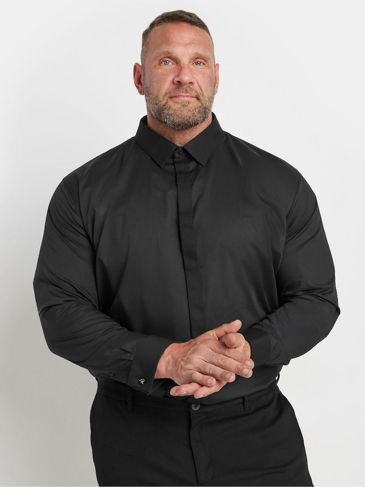 BadRhino Big & Tall Black Dinner Shirt - Image 2 of 4 BadRhino Big & Tall Black Dinner Shirt - Image 2 of 4