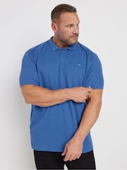 BadRhino Big & Tall Blue 100% Cotton Plain Polo Shirt - Image 1 of 3