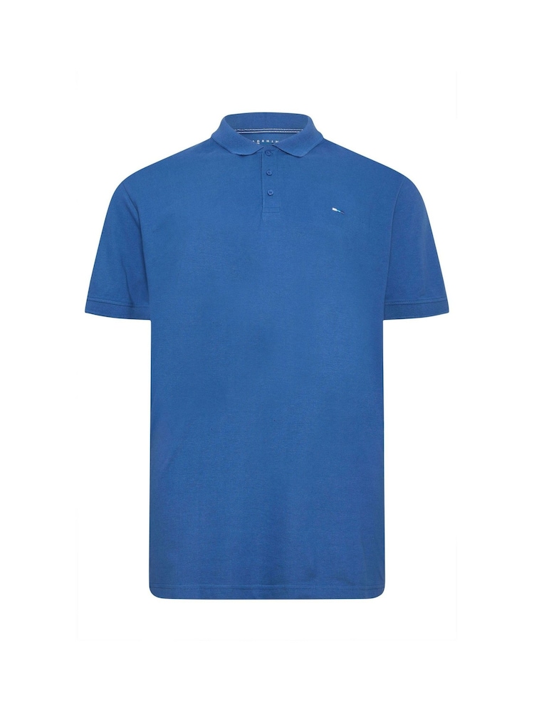 BadRhino Big & Tall Blue 100% Cotton Plain Polo Shirt - Image 2 of 3