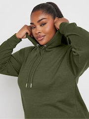 Yours Curve Green Ribbed Hoodie - Image 4 of 5