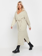 Yours Curve Natural Wrap Jumper Dress - Image 1 of 5