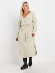 Yours Curve Natural Wrap Jumper Dress - Image 4 of 5