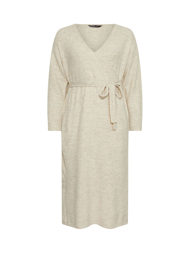Yours Curve Natural Wrap Jumper Dress - Image 5 of 5