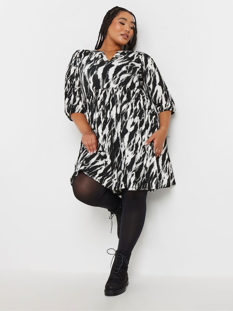 Yours Curve Black Textured Short Dress - Image 1 of 5