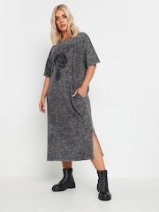 Yours Curve Grey 100% Cotton True Forever Throw On Dress - Image 1 of 5