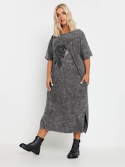 Yours Curve Grey 100% Cotton True Forever Throw On Dress - Image 2 of 5
