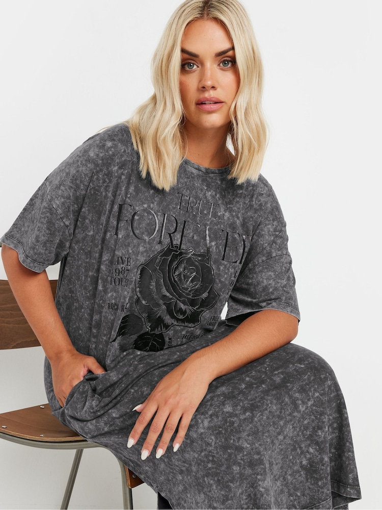 Yours Curve Grey 100% Cotton True Forever Throw On Dress - Image 4 of 5