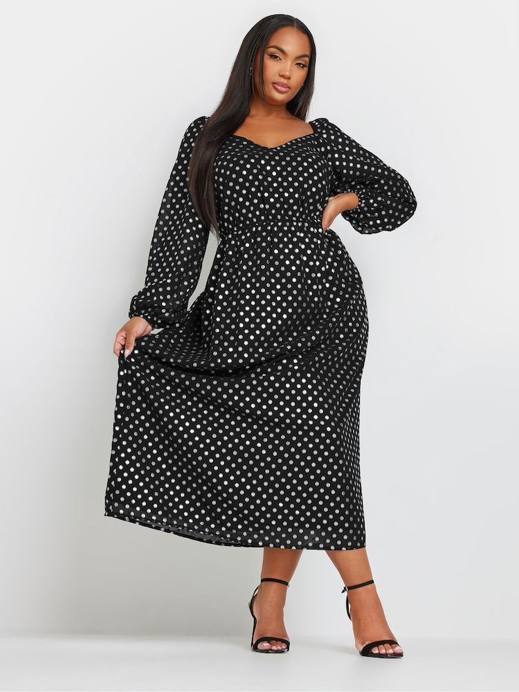 Yours Curve, Chiffon-Maxikleid mit Folienprint - Bild 1 von 5 Yours Curve, Chiffon-Maxikleid mit Folienprint - Bild 1 von 5