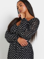 Yours Curve Black/Silver Spot Chiffon Foil Maxi Dress - Image 5 of 5