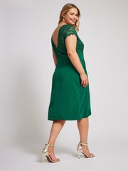 Yours Curve Green London Lace Wrap Dress - Image 4 of 5
