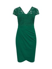 Yours Curve Green London Lace Wrap Dress - Image 5 of 5