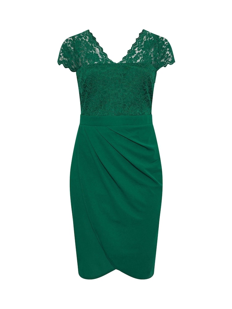 Yours Curve Green London Lace Wrap Dress - Image 5 of 5 Yours Curve Green London Lace Wrap Dress - Image 5 of 5