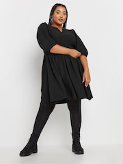Yours Curve Black Textured Short Dress - Image 2 of 5