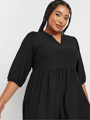 Yours Curve Black Textured Short Dress - Image 4 of 5