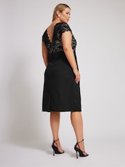 Yours Curve Black/chrome London Lace Wrap Dress - Image 3 of 5