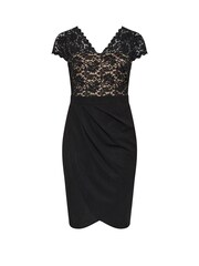 Yours Curve Black/chrome London Lace Wrap Dress - Image 5 of 5
