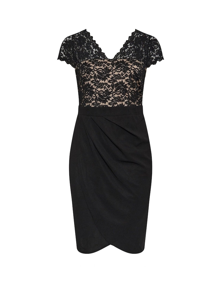 Yours Curve Black/chrome London Lace Wrap Dress - Image 5 of 5