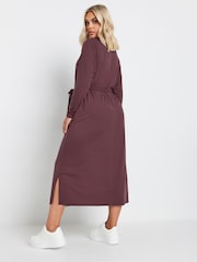 Yours Curve Purple Rib Button Front A Line Dress - Image 3 of 5