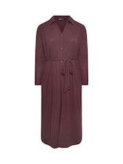 Yours Curve Purple Rib Button Front A Line Dress - Image 5 of 5