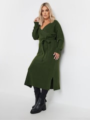 Yours Curve Green Wrap Jumper Dress - Image 2 of 5