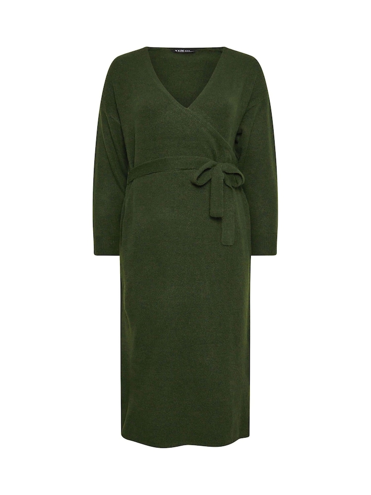 Yours Curve Green Wrap Jumper Dress - Image 5 of 5