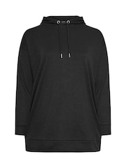Yours Curve Black Ribbed Hoodie - Image 5 of 5