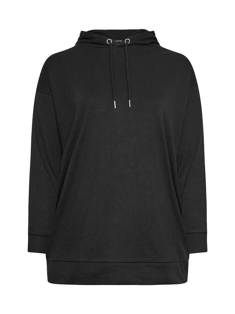 Schwarz - Yours Curve Gerippter Hoodie - Bild 5 von 5 Schwarz - Yours Curve Gerippter Hoodie - Bild 5 von 5