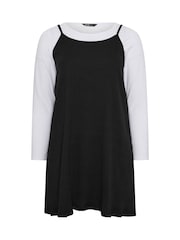 Yours Curve Black Long Sleeve Pinafore Dress - Image 5 of 5
