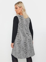 Yours Curve Grey A-Line Leopard Print Pinafore Dress - Image 3 of 5
