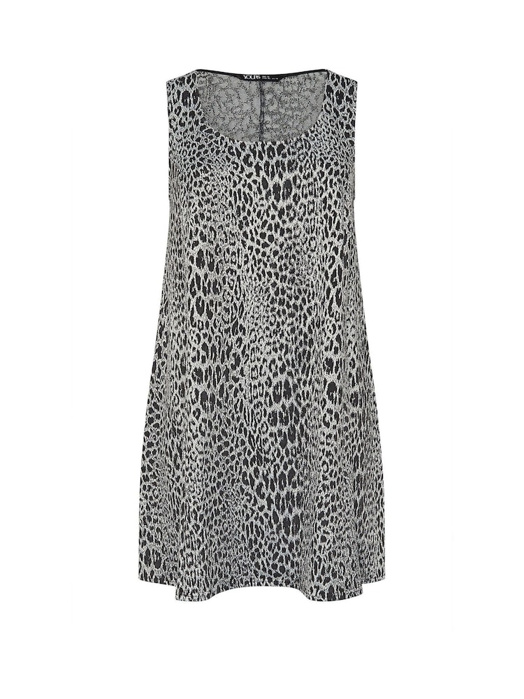 Yours Curve Grey A-Line Leopard Print Pinafore Dress - Image 5 of 5