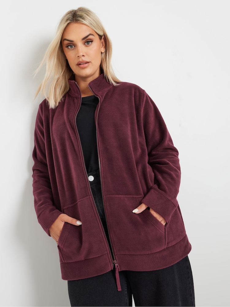 Yours Curve Red Zip Through Fleece - Image 1 of 5