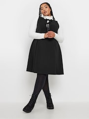 Yours Curve Black Crew Neck Double Bow Pinafore Dress - Image 2 of 5