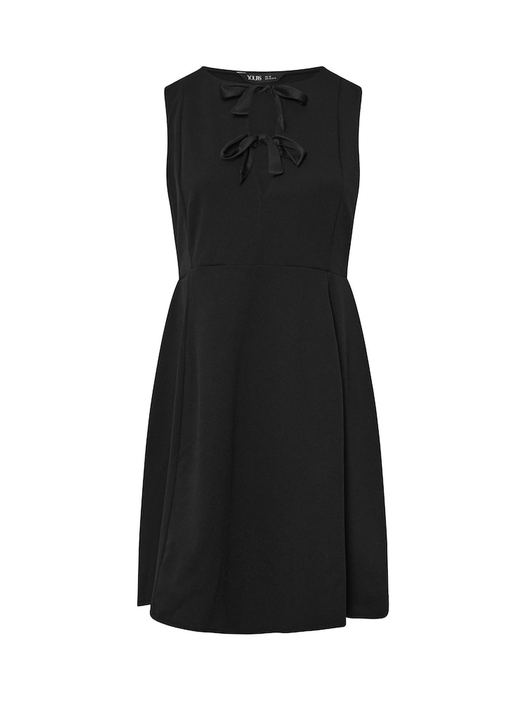 Yours Curve Black Crew Neck Double Bow Pinafore Dress - Image 5 of 5