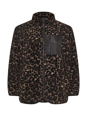 Yours Curve Brown Brown Nylon Fleece Zip Up Jacket - Image 7 of 7
