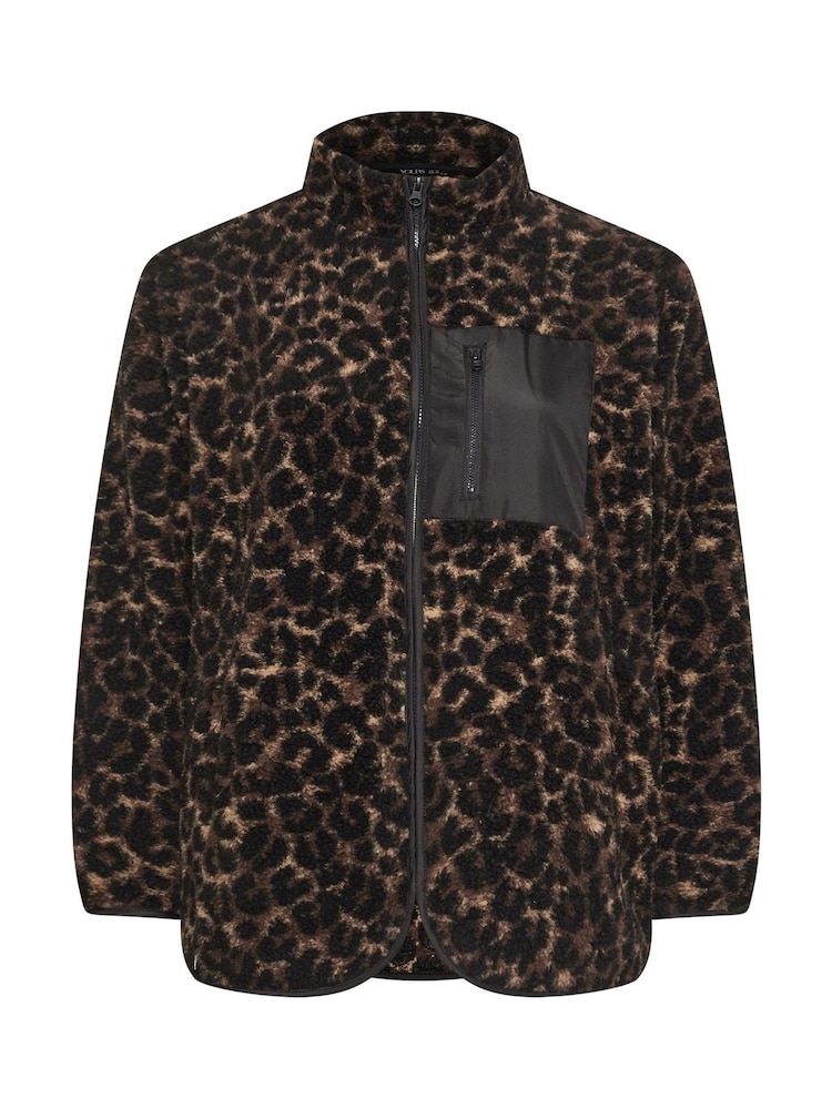 Yours Curve Brown Brown Nylon Fleece Zip Up Jacket - Image 7 of 7