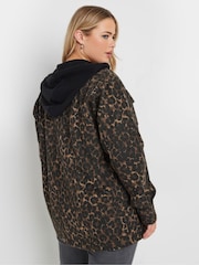 Yours Curve Brown Hooded Shacket - Image 4 of 6