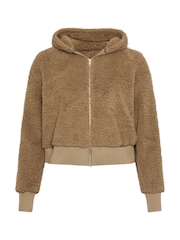 Yours Curve Brown Ribbed Hooded Feather Fleece - Image 6 of 6
