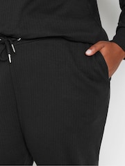 Yours Curve Black Ribbed Joggers - Image 4 of 5